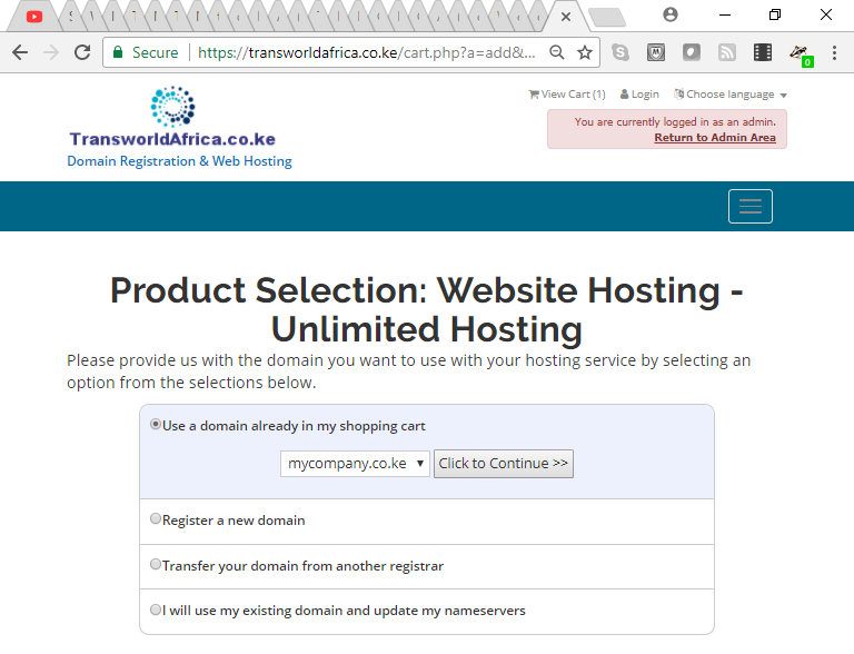 transworldafrica.co.ke register .co.ke domainsand web hosting and chekout transworldafrica.co.ke chekout
